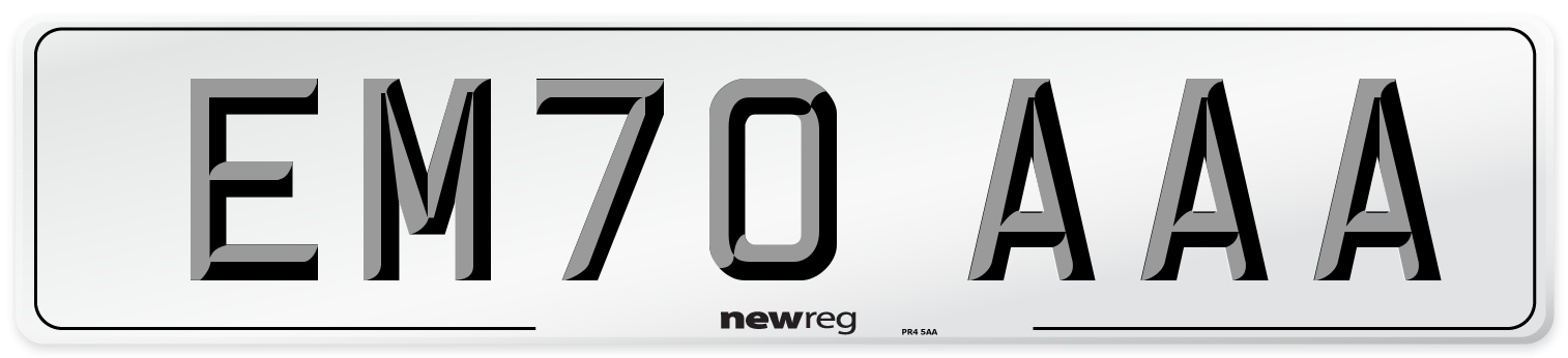 EM70 AAA Number Plate from New Reg